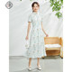 
Stubborn summer new Chinese stand-up collar puff sleeve printed short-sleeved dress 42632LQ08178