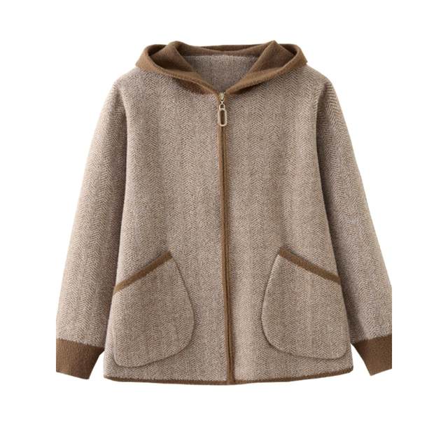 Mother's clothing autumn new top hooded knitted cardigan middle-aged and elderly women's sweater coat casual jacket suit