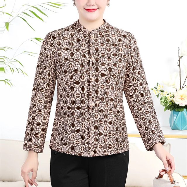 New winter new camel hair floret cotton-padded jacket for the elderly, close-fitting, warm, elastic and lightweight home cotton-padded jacket for middle-aged and elderly people