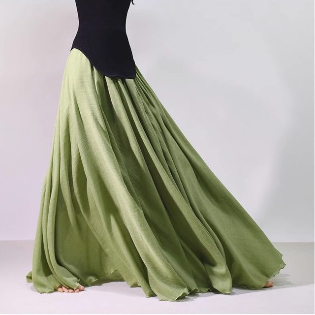 New style of literary retro cotton and linen skirt for women, versatile high waist slim big sporty A-line skirt, large size Zen midi skirt