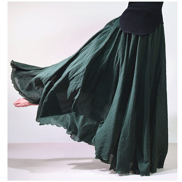 Mori women's popular large size cotton long skirt pure cotton half -body mopping skirt wild mid -length high -waisted umbrella skirt
