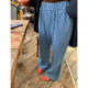 Jinyu Huahua Printed Jeans for Women 2025 New Early Spring Design Elastic Waist Niche Flag-bottom Trousers