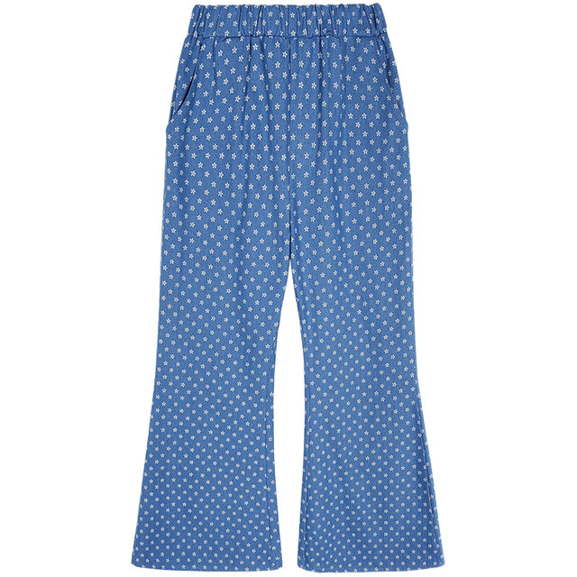 Jinyu Huahua Printed Jeans for Women 2025 New Early Spring Design Elastic Waist Niche Flag-bottom Trousers