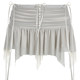 MSYOUCAN Show mesh spliced ​​pleated lace-up tassel skirt low-waisted hot girl old-fashioned miniskirt