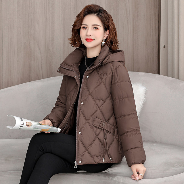 2025 Winter New Short Down Down Cotton Jackets Women's Large Size Middle-aged and Elderly Women's Cotton Clothes Jackets Thickened Mother's Cotton Jackets