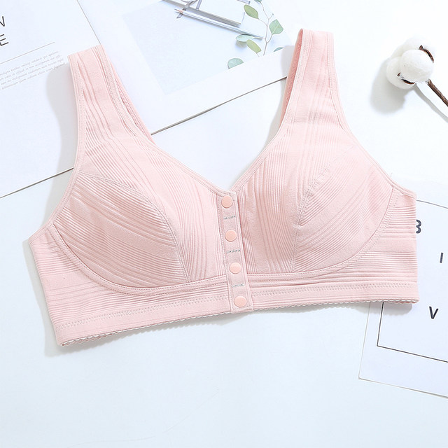 Front button plus size girl underwear fat MM high school students pure cotton bra without steel ring shaped vest bra
