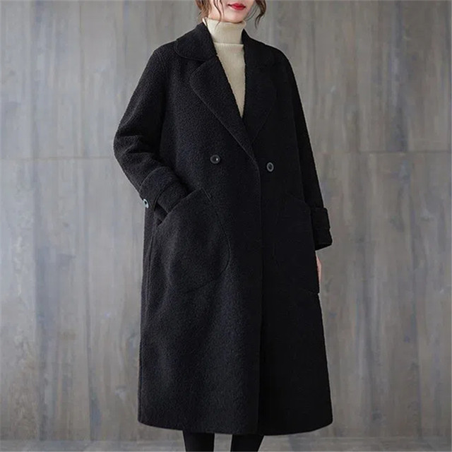 The clearance counter has withdrawn extra large size fat mm 300Jin [Jin is equal to 0.5kg] mid-length coat for women, lamb wool warm coat for women
