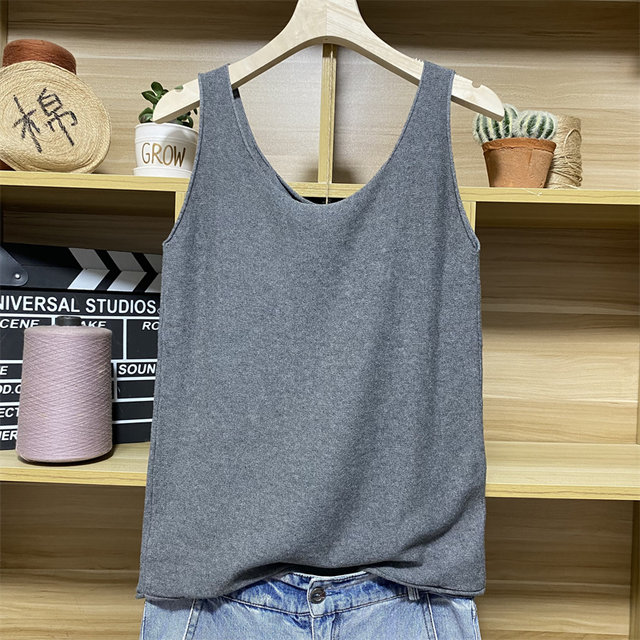 Summer vest pure cotton thread women's sleeveless base knitted inner top loose casual thin style for women's straps