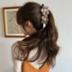 Autumn and winter knitted wool flower ponytail banana clip vertical clip hair accessory 2025 new style plush hair clip on the back of the head for women