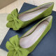 Flat shoes 2025 new women's shoes, small fragrance single shoes, large size shallow mouth, evening shoes, beans shoes, bow shoes, comfortable