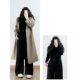 300Jin [Jin equals 0.5 kg] Large size fat mm black wide-leg high-waist jeans for women with versatile draping loose thickened pear straight pants