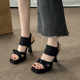 French platform square toe high heels for women 2025 summer new temperament stiletto sexy Roman open toe sandals