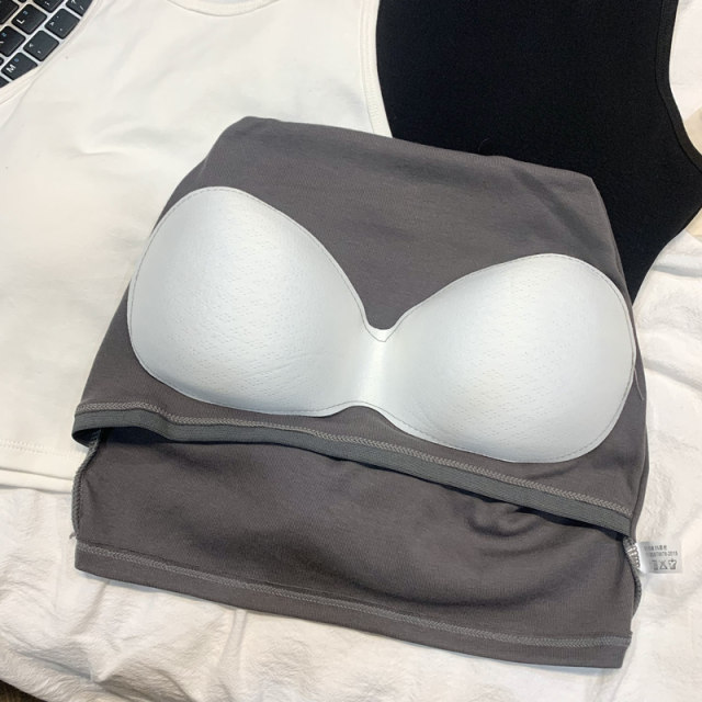 Sexy chest pads, beautiful back sports underwear female fitness vest, bottoming and outside wearing thin top tube top
