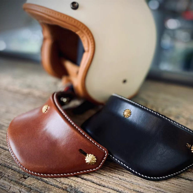 Seabird hedon 3/4 half helmet handmade chrysanthemum pure brass buckle retro full helmet sun protection visor helmet cowhide brim