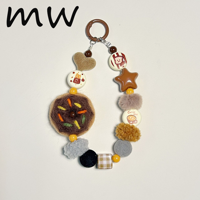 Winter felt baguette donut plush doll pendant bag pendant mobile phone chain ins style creative gift