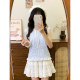 The universe of cream lace strap blue striped doll shirt short-sleeved women's Japanese sweet sleeveless top new style