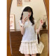 The universe of cream lace strap blue striped doll shirt short-sleeved women's Japanese sweet sleeveless top new style