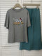 Summer laziness, loose spots, puppy printed gray T -shirt women's round neck fun, plump short sleeve top
