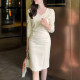 White skirt women's mid-skirt knee-length hip skirt women's spring and autumn middle skirt commuting professional versatile short skirt suit skirt