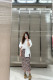 2025 summer new retro casual versatile basic printed pleated streamer design pleated skirt

