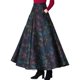 New spring skirt high waist mid-length wool pocket long skirt large a-line skirt wearing Nimei floral skirt