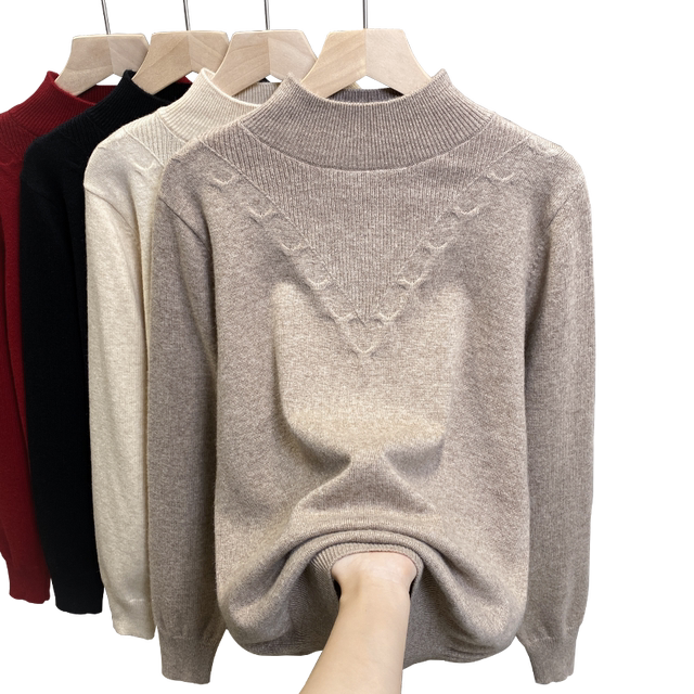 Half turtleneck twist sweater women's base shirt 2025 spring and autumn new pullover outside and knitted underwear fashionable top inside