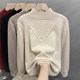 Half turtleneck twist sweater women's base shirt 2025 spring and autumn new pullover outside and knitted underwear fashionable top inside