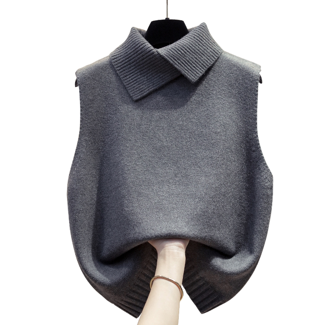 Lapel knitted vest vest for women 2025 Spring and Autumn New Loose Outer Wear Horse Clip Layered Fashionable Sweater Vest
