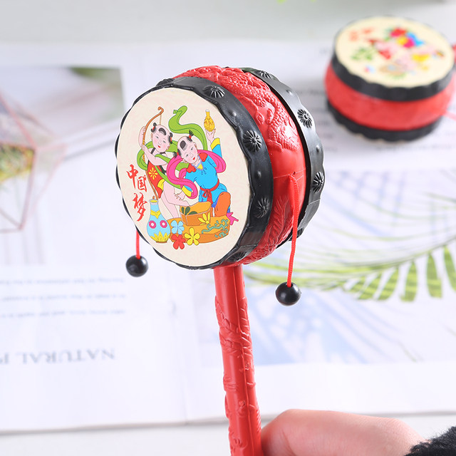 Rattle old-fashioned hand rattle baby newborn training musical instrument toy 0-1 years old can chew 12 months