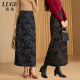 2024 new printed hair wool woolen skirt autumn and winter one -piece wrap skirt winter long mother dress straight skirt

