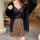Large size retro zebra pattern skirt for women in spring and autumn new high-waisted slim and versatile slit A-line short skirt one-step skirt