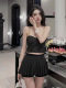 Suit pleated skirt female summer skirt high waist A -line is thin and small, high -level high -level American retro super skirt