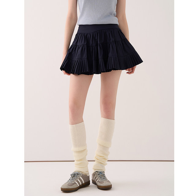 JIUJIU retro ballet style puffy pleated skirt for women in spring 2025 new high-waist cake skirt short skirt
