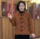 Middle -aged mother's winter printed cotton jacket jacket plus velvet thickened retro -fastening national wind cotton jacket short cotton clothing girl