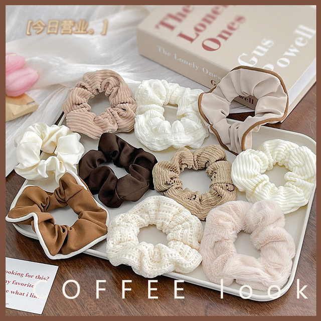 Hong Kong style milky brown pig large intestine hair circle women's new 2024 simple headband tying hair rubber band hair accessories
