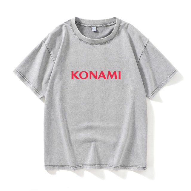 KONAMI logo T -shirt short -sleeved tide clothes female male round neck large size loose summer couple clothes on cotton