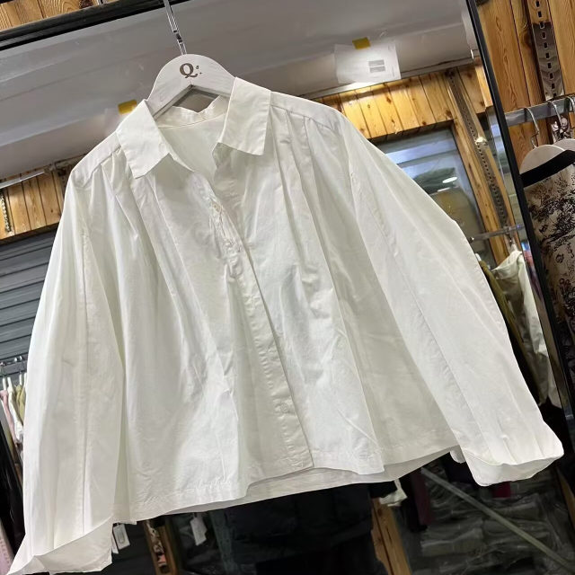 Solid color long-sleeved shirt for women's spring new lapel single-breasted loose slim and versatile casual top solid 0.21