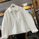 Solid color long-sleeved shirt for women's spring new lapel single-breasted loose slim and versatile casual top solid 0.21