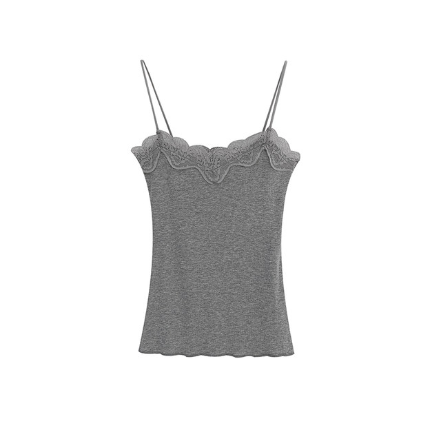 
Pure lustful grey lace lace spliced ​​sleeveless suspender vest women's design sexy slim hot girl base top