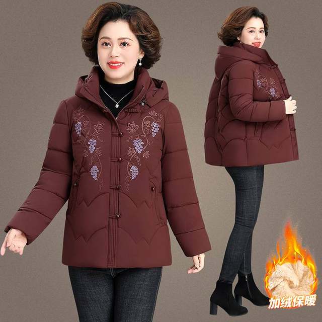 
Official authentic velvet cotton coat for women 2025 winter fashion middle-aged and elderly mother's wear short cotton coat thickened and guaranteed