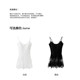 White V-neck lace suspender vest for women in spring and autumn, with a beautiful sleeveless top with ruffled edge splicing mesh