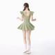Masked cat swimsuit women's 2025 new one-piece conservative skirt style avocado green student high-end hot spring swimsuit