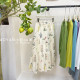 Korean sweet flower a-line elastic waist pleated skirt for women in summer new small sweet midi skirt
