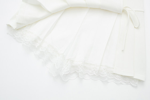24 Xia Chun desires hot girl lace anti -glowing bows, lace -up pleated skirts, thin legs, long legs, long A -line skirt