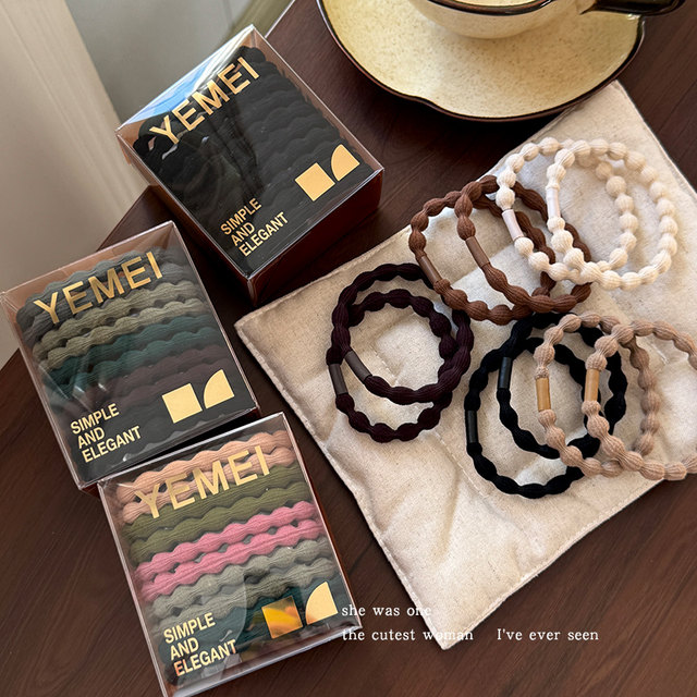 Boxed high-elasticity and durable hair-tying rubber band that does not hurt hair rope basic versatile high ponytail hair tie for women solid color hair rope