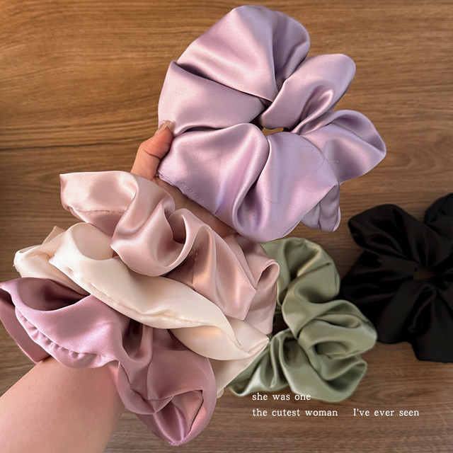 French high-end mercerized satin large intestine hair ring for women's new style of hair floral hair rope rubber band tie ponytail head rope hair accessories