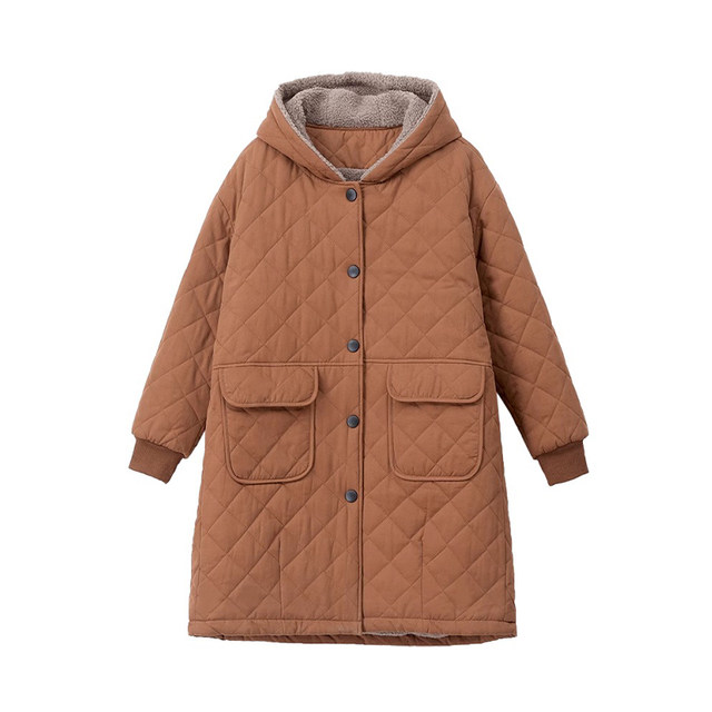 Diamond cotton coat for women's mid-length cotton coat with velvet thickened autumn and winter middle-aged mother's cotton coat ~ Clearance special price
