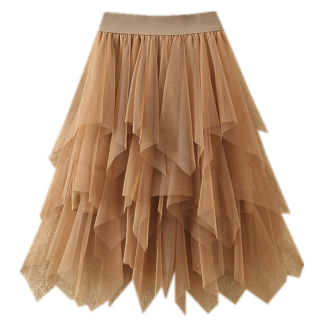 Irregular gauze skirt female summer new loose waist multi -layer mesh skirt stitching cake skirt skirt skirt short skirt