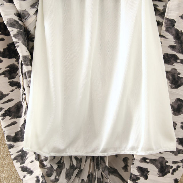 Retro leopard print skirt for women summer high waist slim mid-length printed chiffon pleated skirt A-line beach long skirt