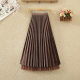 Through -dressed skirt on both sides, spring and summer, women's high -waisted beaded pleated skirt A -line medium long net yarn skirt
